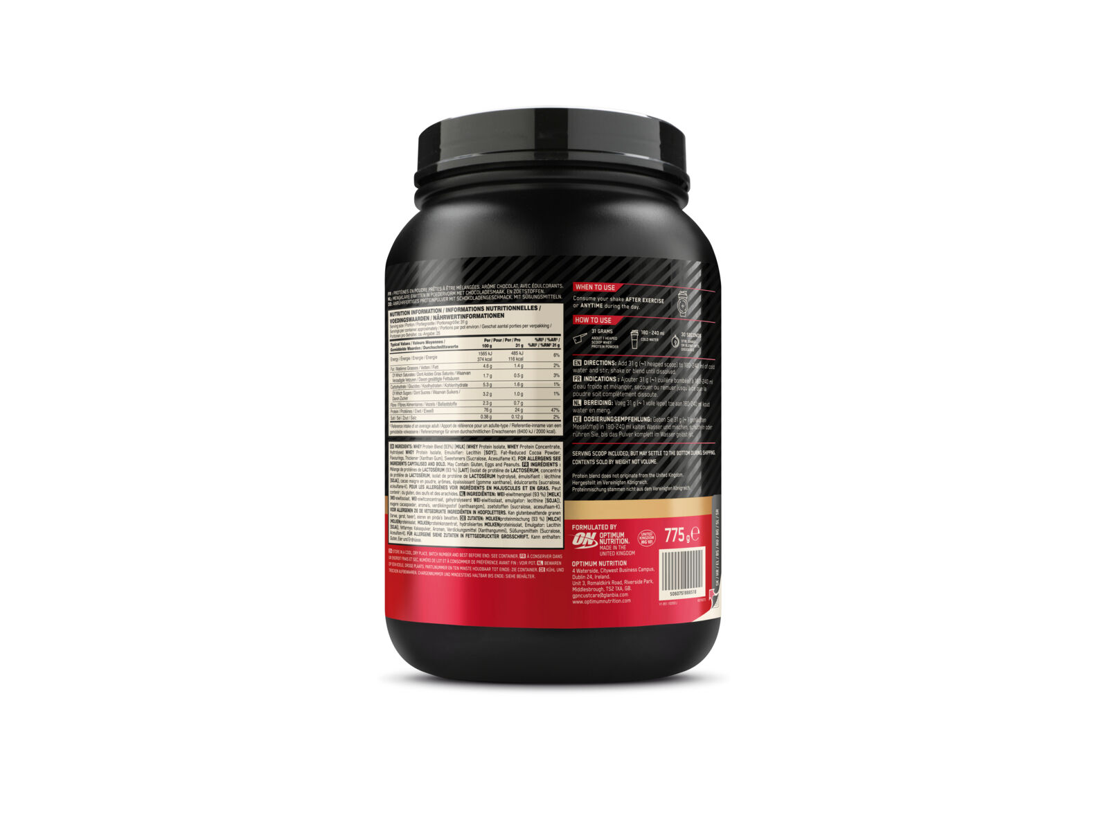 WHEY PROTEIN OPTIMUM NUTRITION CHOCOLATE 775G image number 2