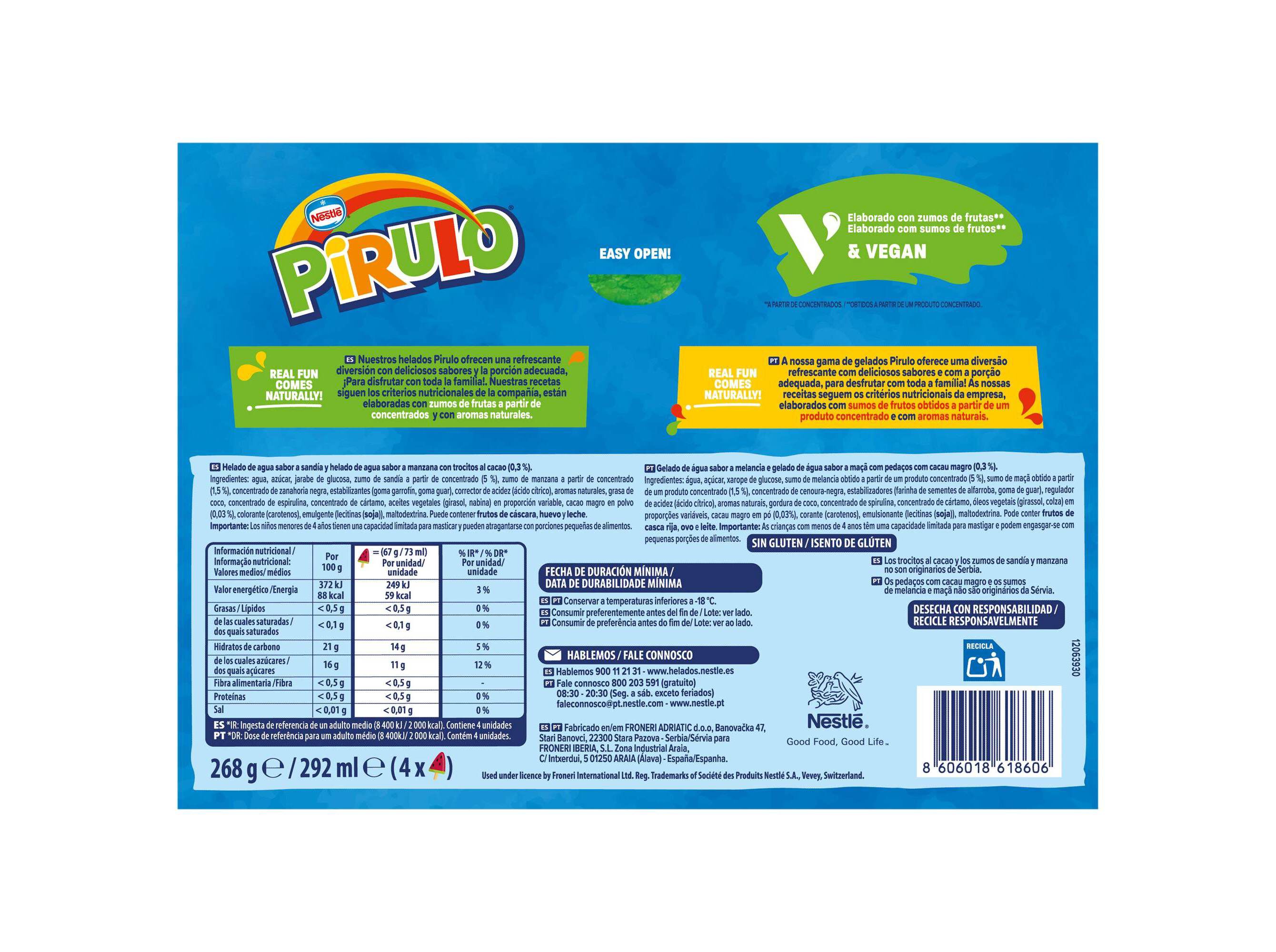GELADO PIRULO WATERMELON 1 GR&Aacute;TIS 4X73ML image number 1