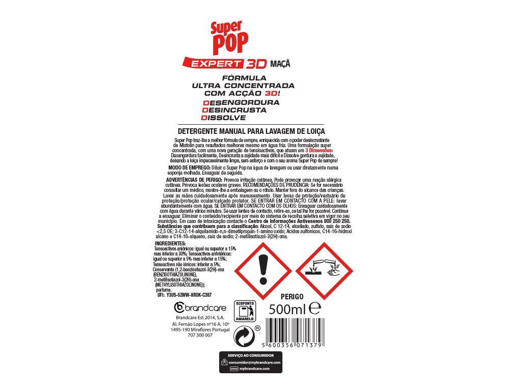 DETERGENTE LOI&Ccedil;A SUPER POP 3D EXPERT MA&Ccedil;A 500ML image number 2