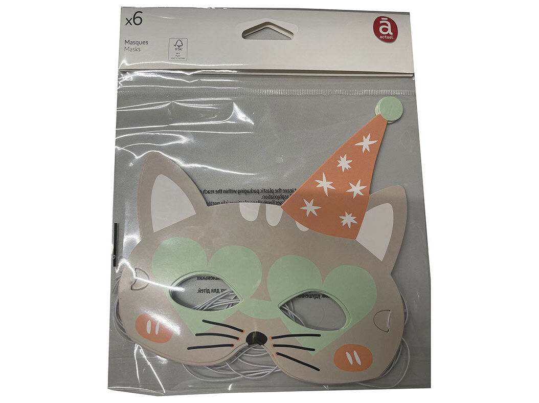 M&Aacute;SCARA CART&Atilde;O ACTUEL CATS PARTY 6UN