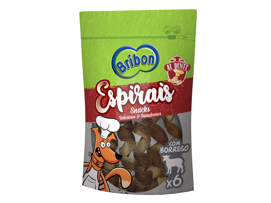 SNACK PARA C&Atilde;O BRIBON ESPIRAIS BORREGO 6UN image number 1