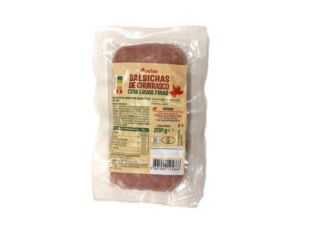 SALSICHAS CHURRASCO AUCHAN ERVAS FINAS 200 G image number 0
