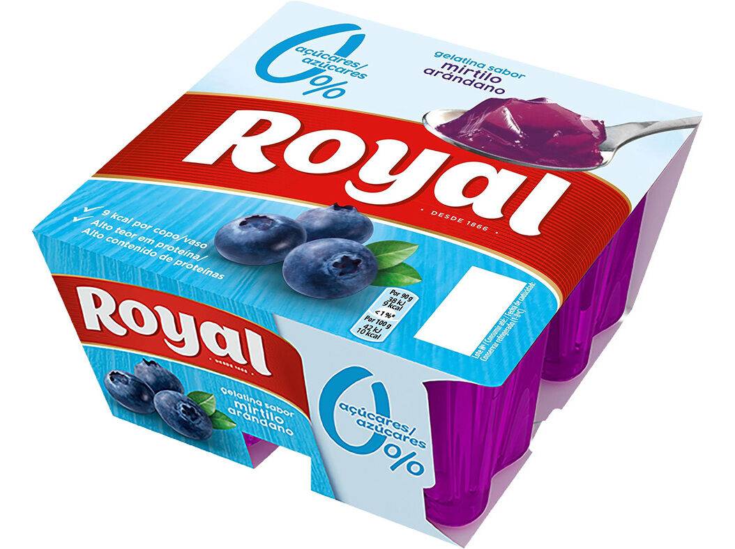 GELATINA ROYAL MIRTILO 0% DE A&Ccedil;&Uacute;CAR 4X90 G