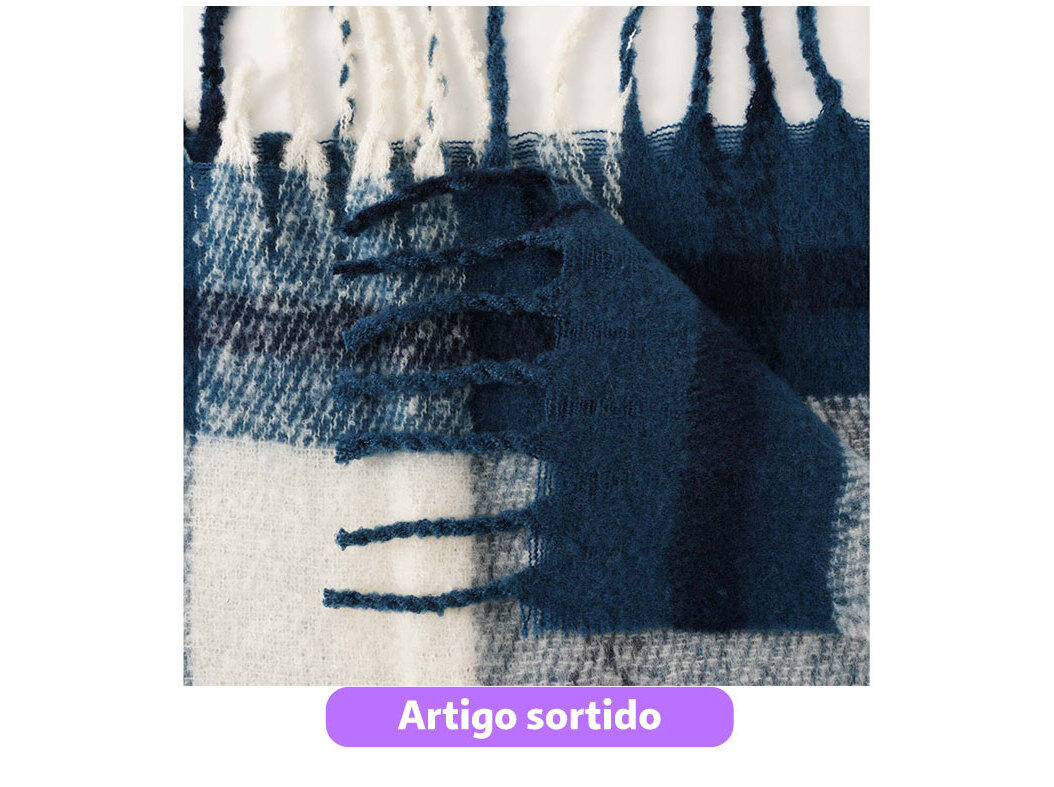 MANTA MOHAIR ACTUEL XADREZ AZUL 125X150CM MODELOS SORTIDOS image number 1