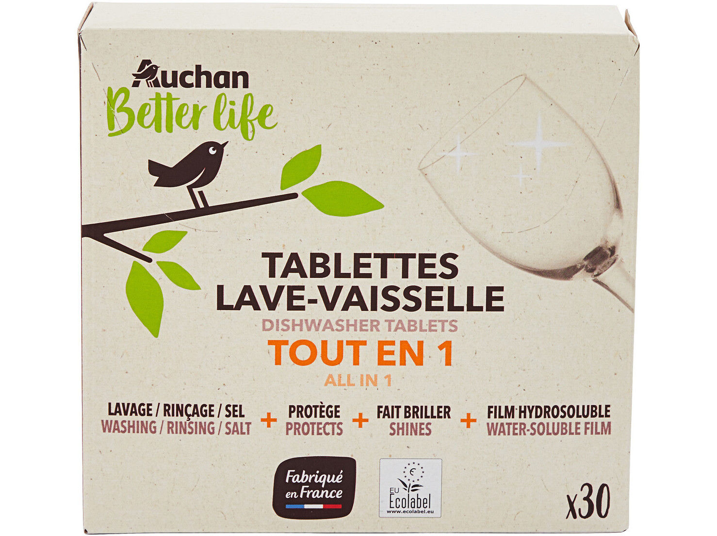 DETERGENTE M&Aacute;QUINA LOI&Ccedil;A AUCHAN BETTER LIFE PASTILHAS TUDO EM 1 30UN