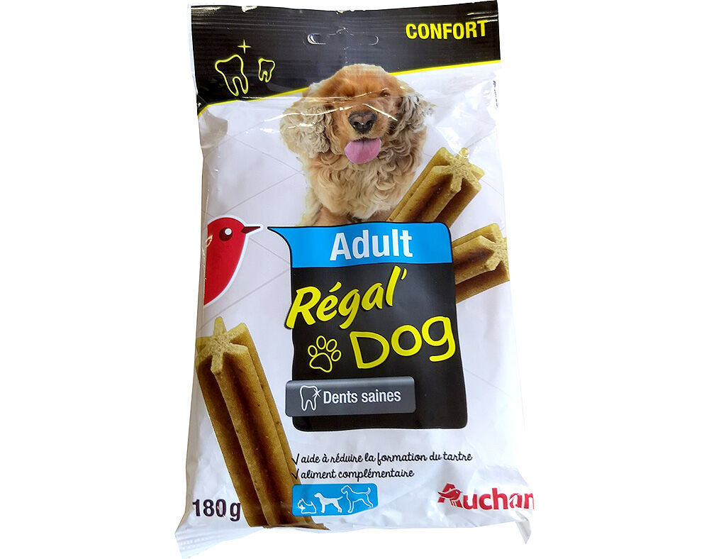 SNACKS PARA C&Atilde;O AUCHAN PORTE M&Eacute;DIO ADULTO R&Eacute;GAL' DOG DENTAL 180G
