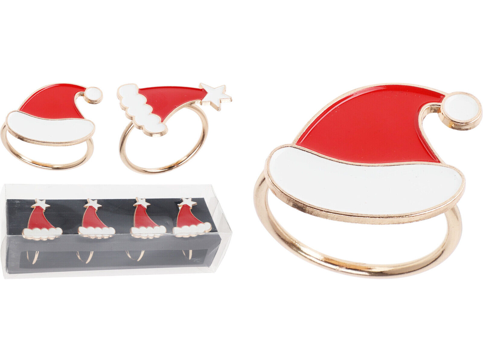 CONJUNTO 4 ARGOLAS PARA GUARDANAPOS NATAL 5CM MODELOS SORTIDOS image number 1