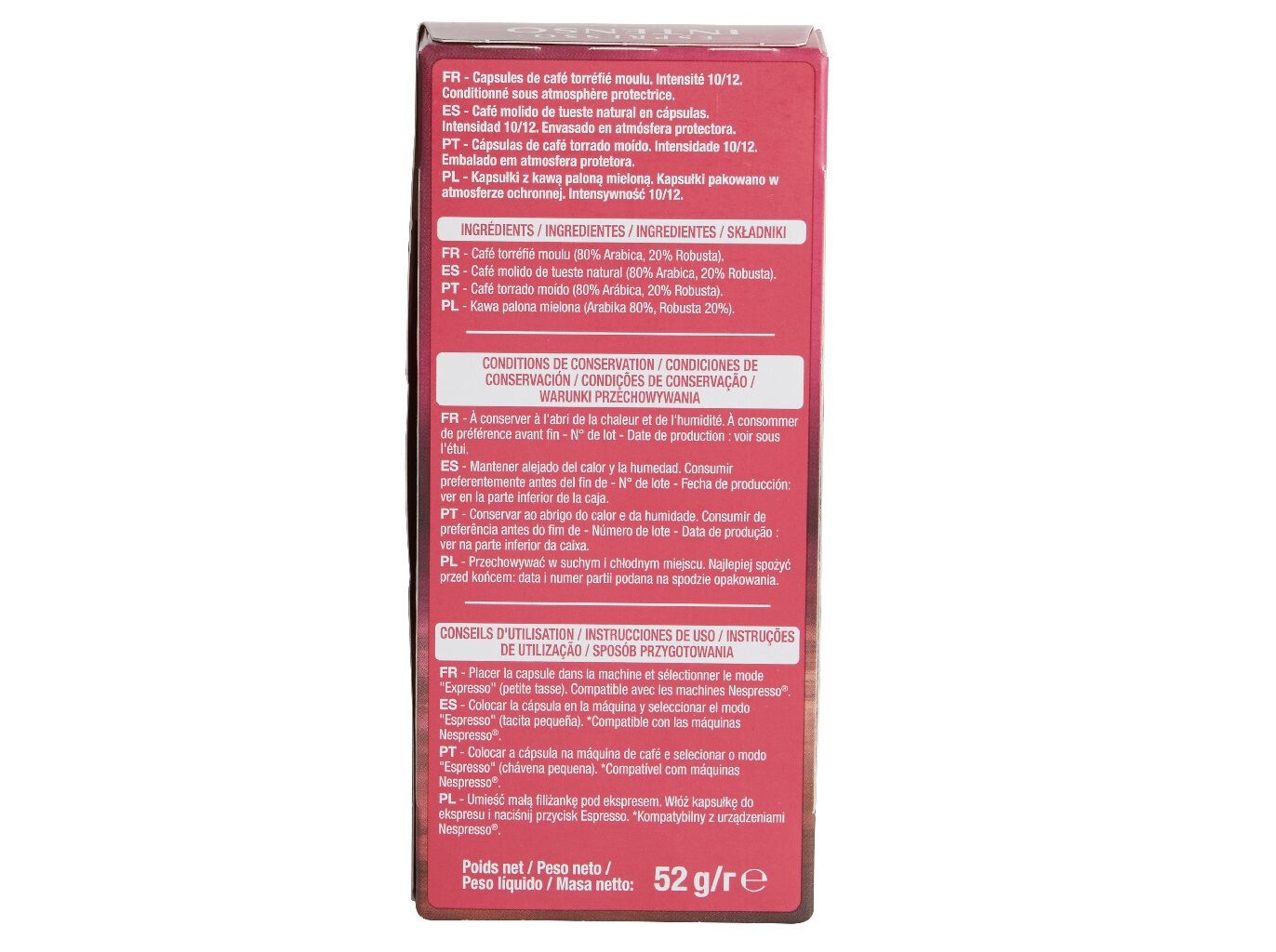 C&Aacute;PSULAS AUCHAN CAF&Eacute; NESPRESSO ALUMINIO EXPRESSO INTENSO 10UN image number 1