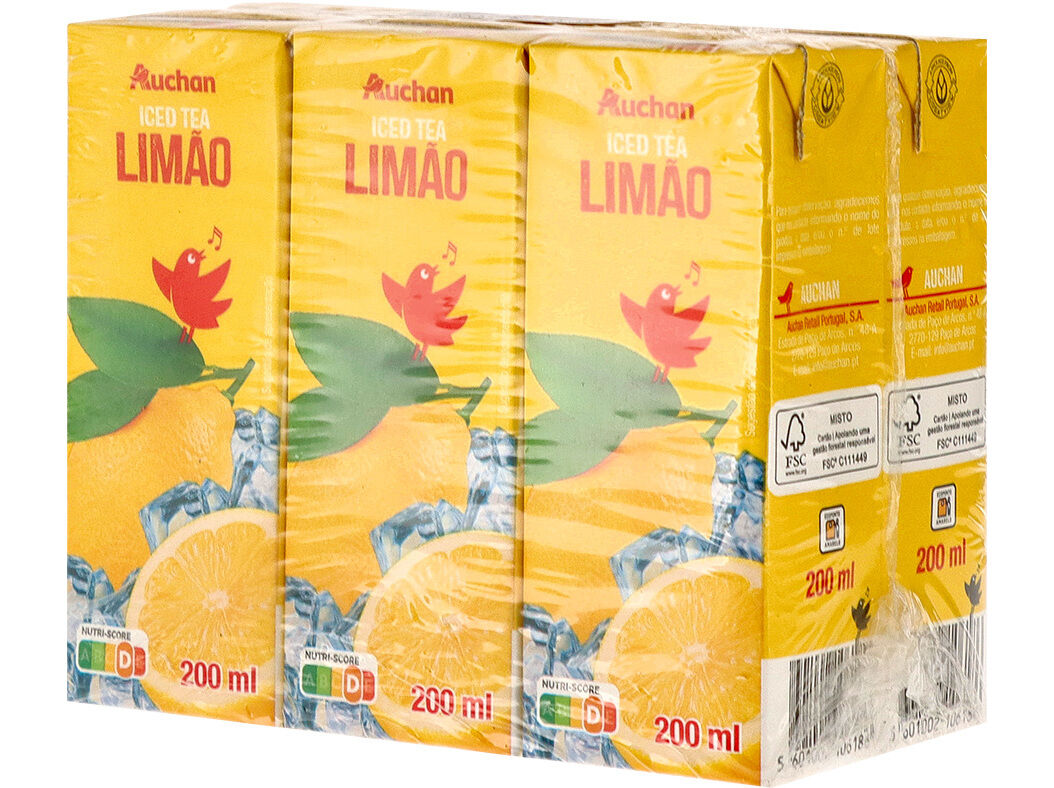ICE TEA AUCHAN LIM&Atilde;O 6X200ML image number 1