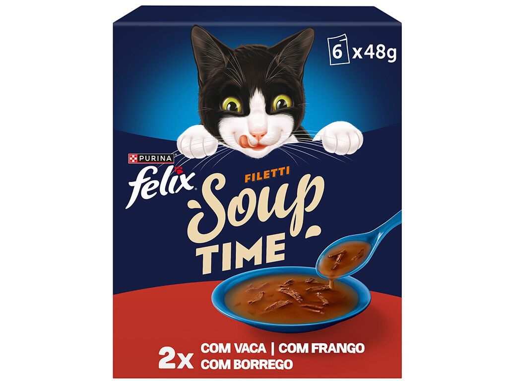 COMIDA H&Uacute;MIDA PARA GATO FELIX SOUP FILETTI CAMPO 6X48G