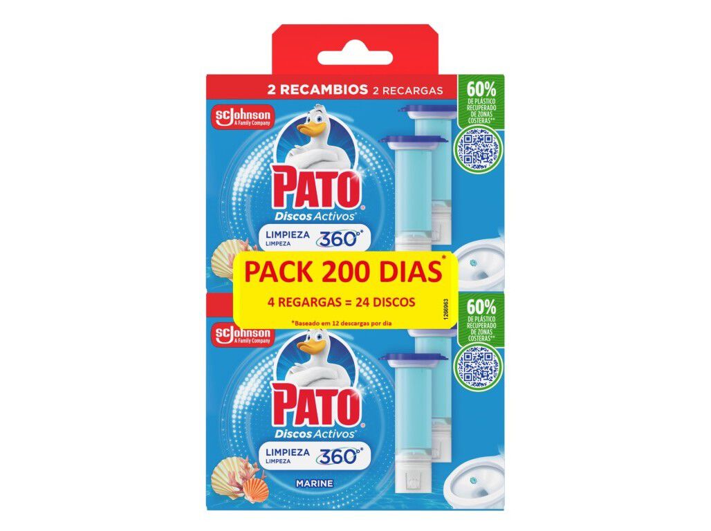 BLOCO SANIT&Aacute;RIO DISCOS PATO RECARGAS MARINE 4 UN