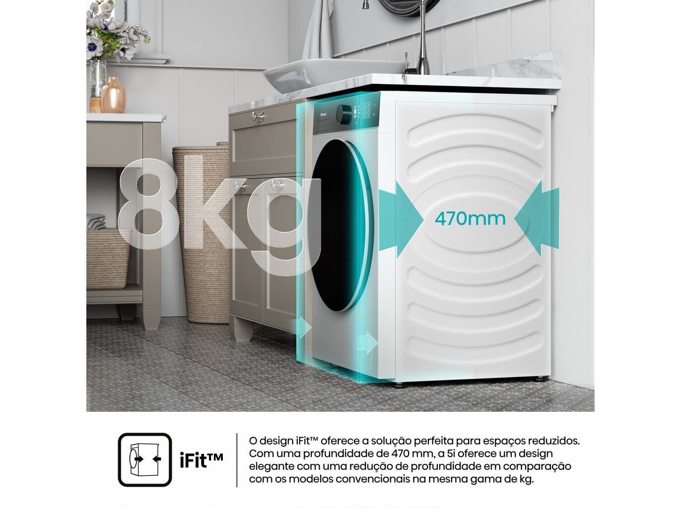 M&Aacute;QUINA DE LAVAR ROUPA HISENSE SERIE 5I WF5I8043BWF - BRANCO A 8KG A image number 7