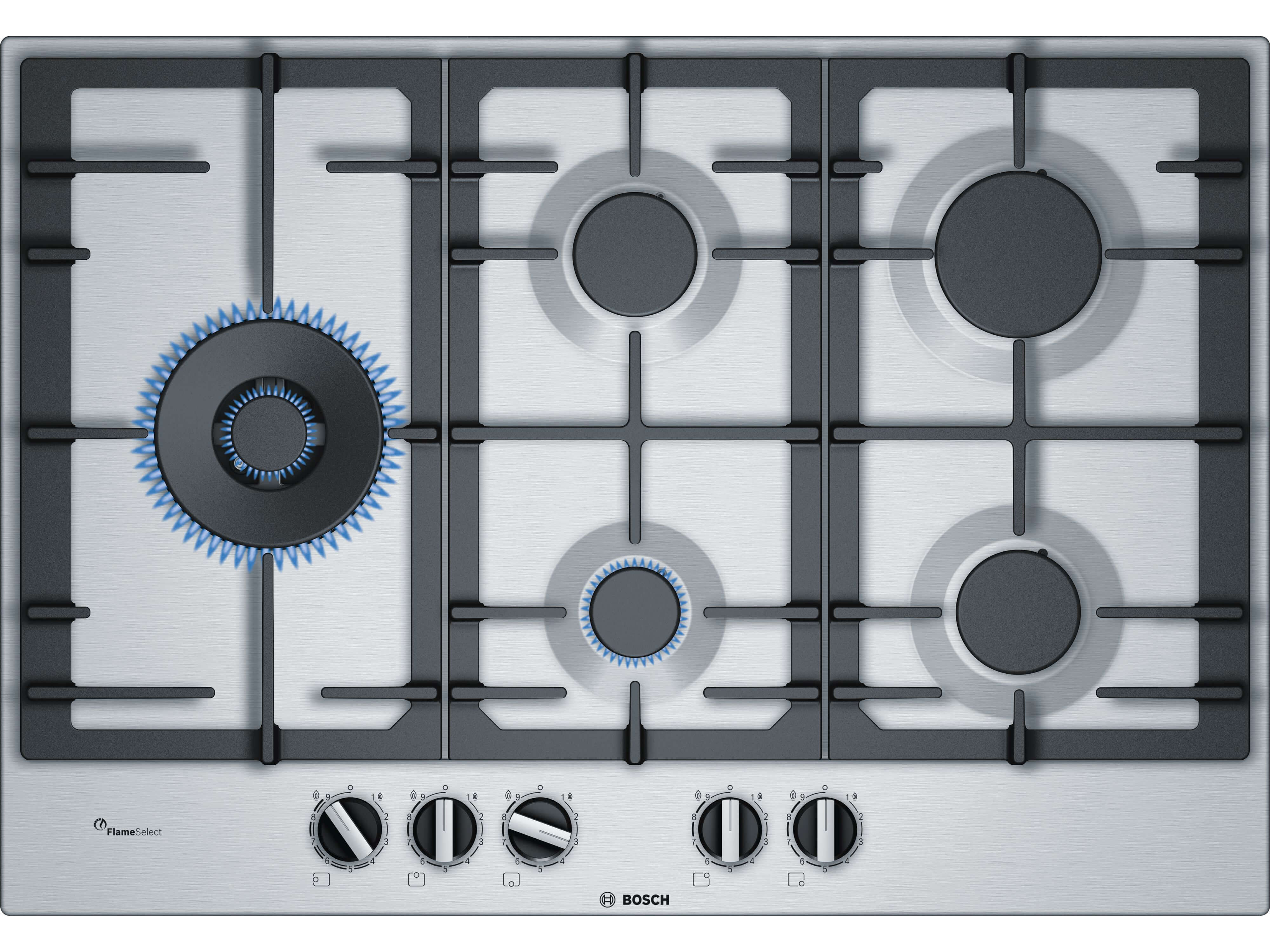 PLACA A G&Aacute;S BOSCH PCS7A5B90 5 QUEIMADORES INOX 75 CM image number 0