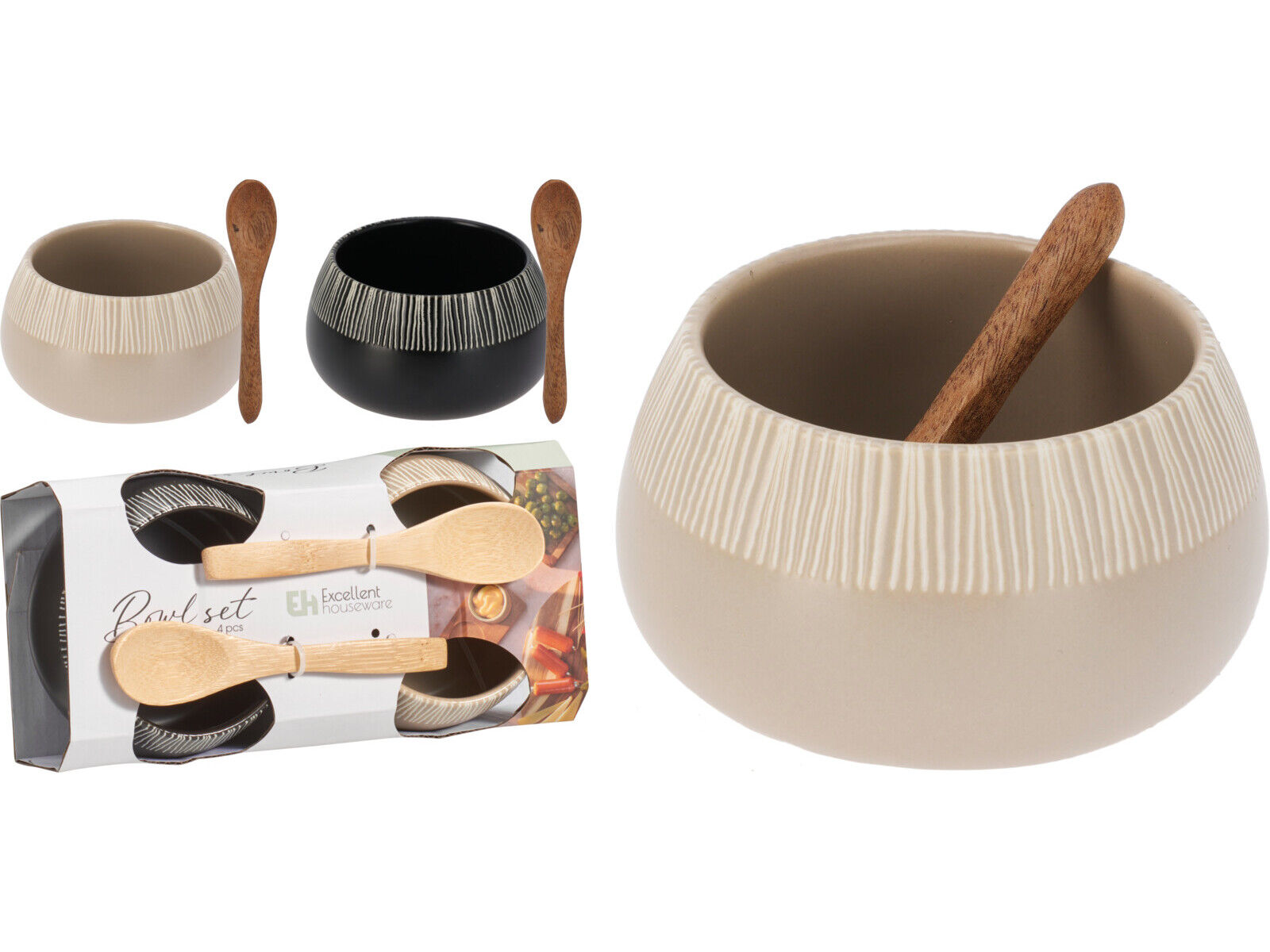 CONJUNTO DE 2 TA&Ccedil;AS SERVIR COM 2 COLHERES MADEIRA