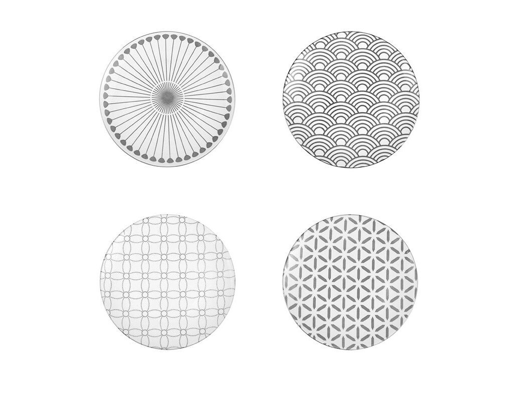 CONJUNTO DE 4 PRATOS DE SOBREMESA ACTUEL GRAPHIC PORCELANA 19 CM image number 0