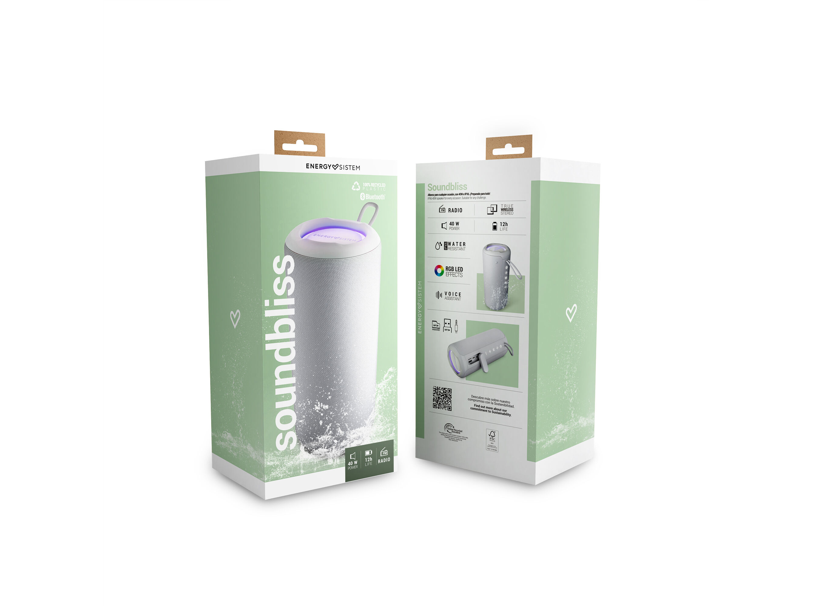 COLUNA PORT&Aacute;TIL ENERGY SISTEM SOUNDBLISS BRANCO 40W AUT.12HR image number 3
