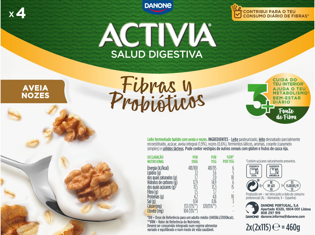 IOGURTE ACTIVIA BIFIDUS AVEIA E NOZES 4X120G image number 1