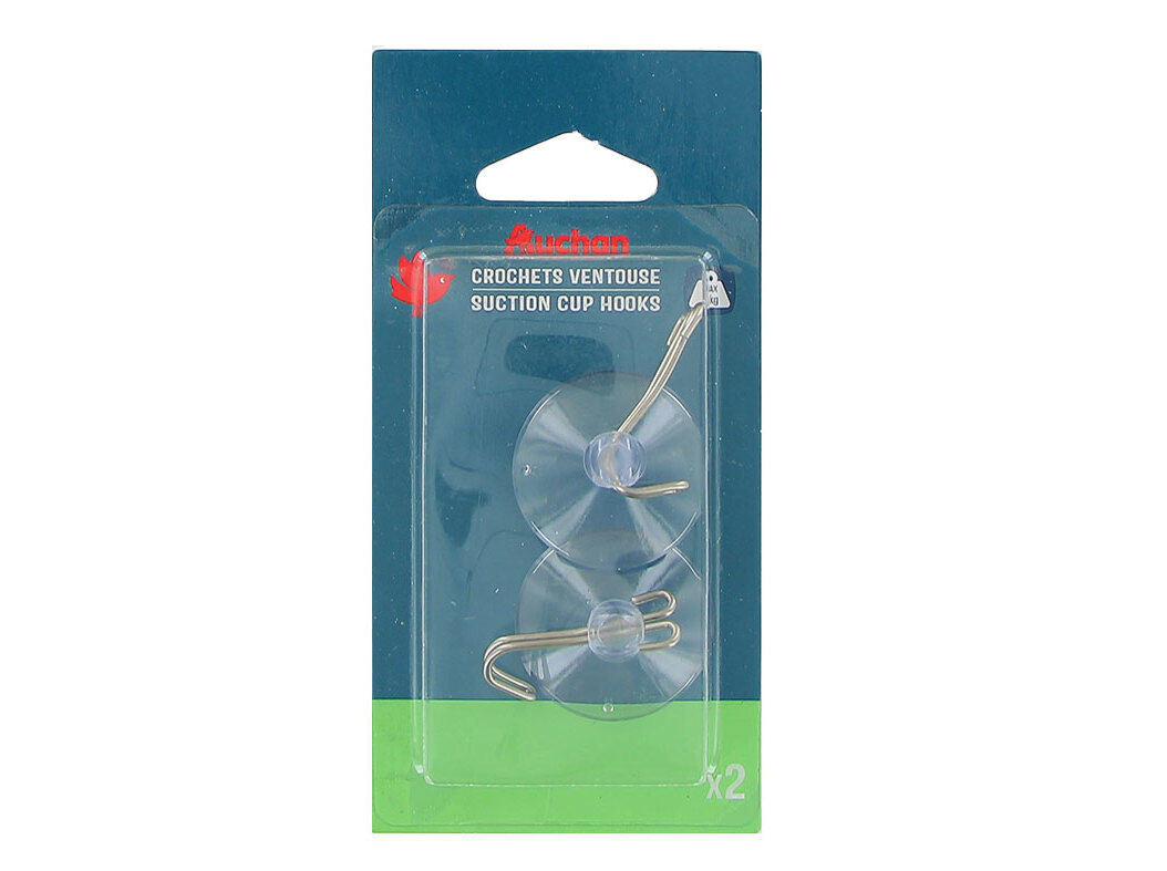 GANCHOS COM VENTOSA AUCHAN TRANSPARENTE 2 PE&Ccedil;AS image number 0