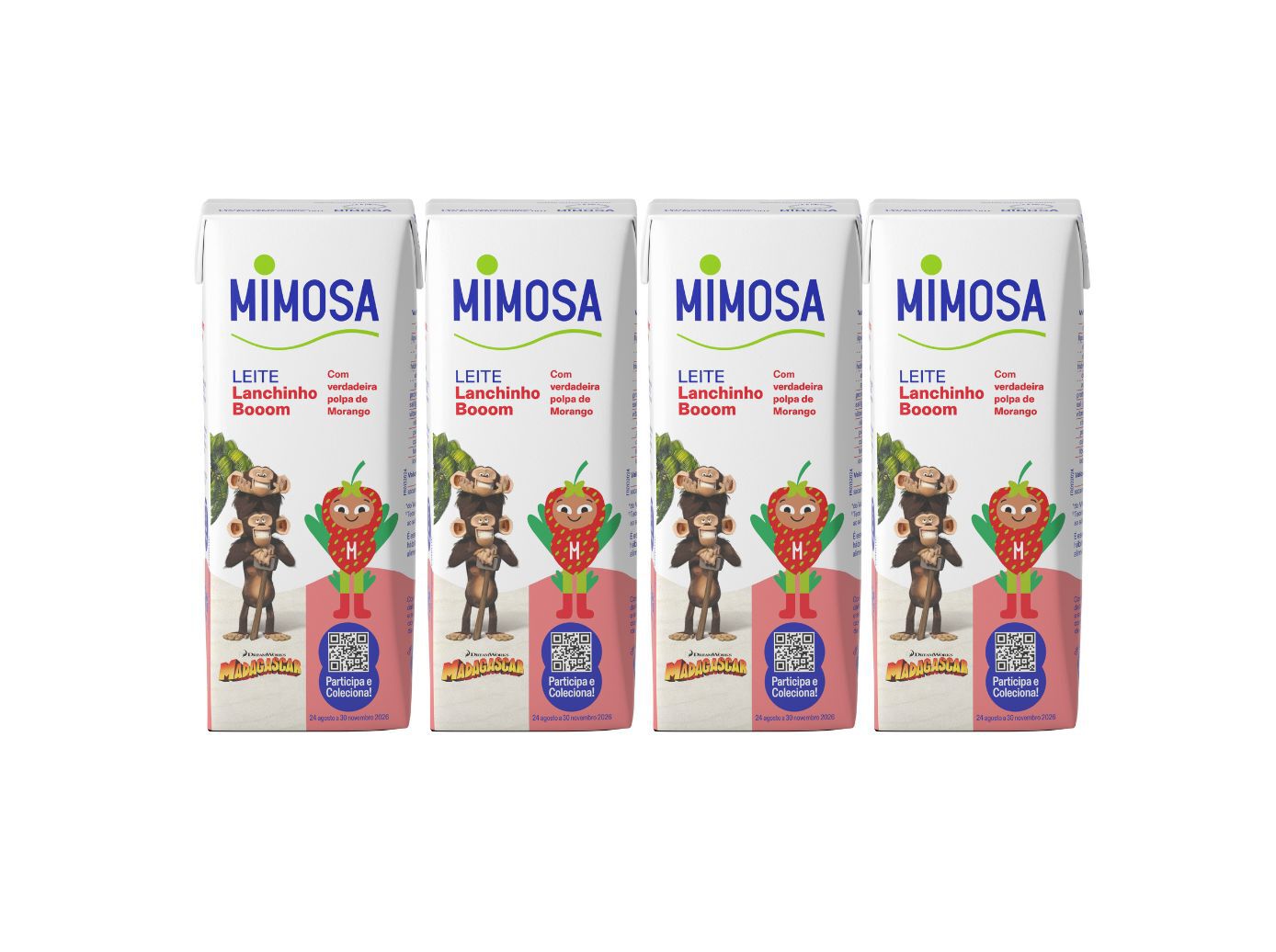 LEITE MIMOSA UHT POLPA DE MORANGO 4X200ML image number 1