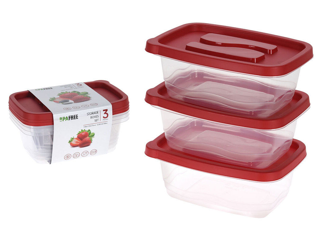 CONJUNTO DE 3 CAIXAS DE ARRUMA&Ccedil;&Atilde;O EH VERMELHO 1130ML