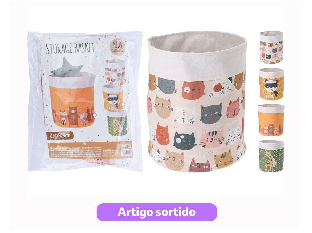 CESTO PARA ARRUMA&Ccedil;&Atilde;O INFANTIL 24X29CM MODELOS SORTIDOS image number 0