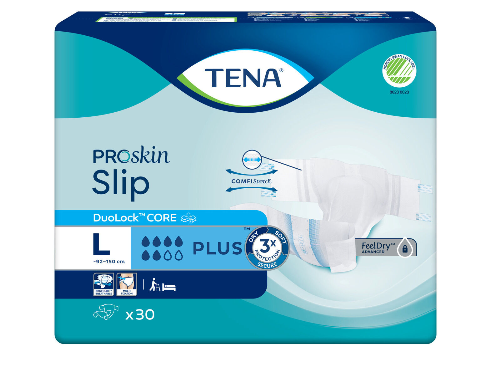 FRALDAS INCONTIN&Ecirc;NCIA TENA SLIP PLUS LARGE 30 UN image number 1