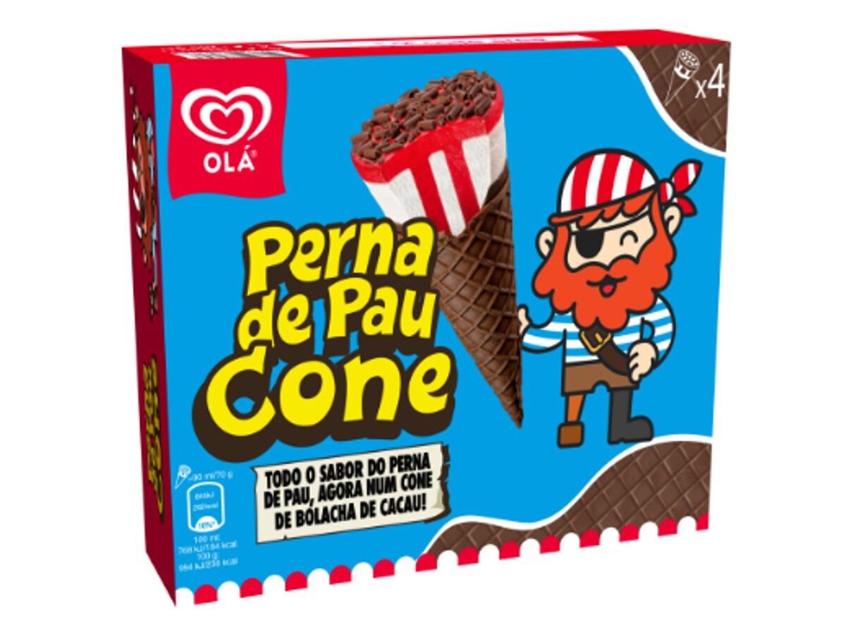 GELADO OL&Aacute; PERNA DE PAU CONE 4X90ML