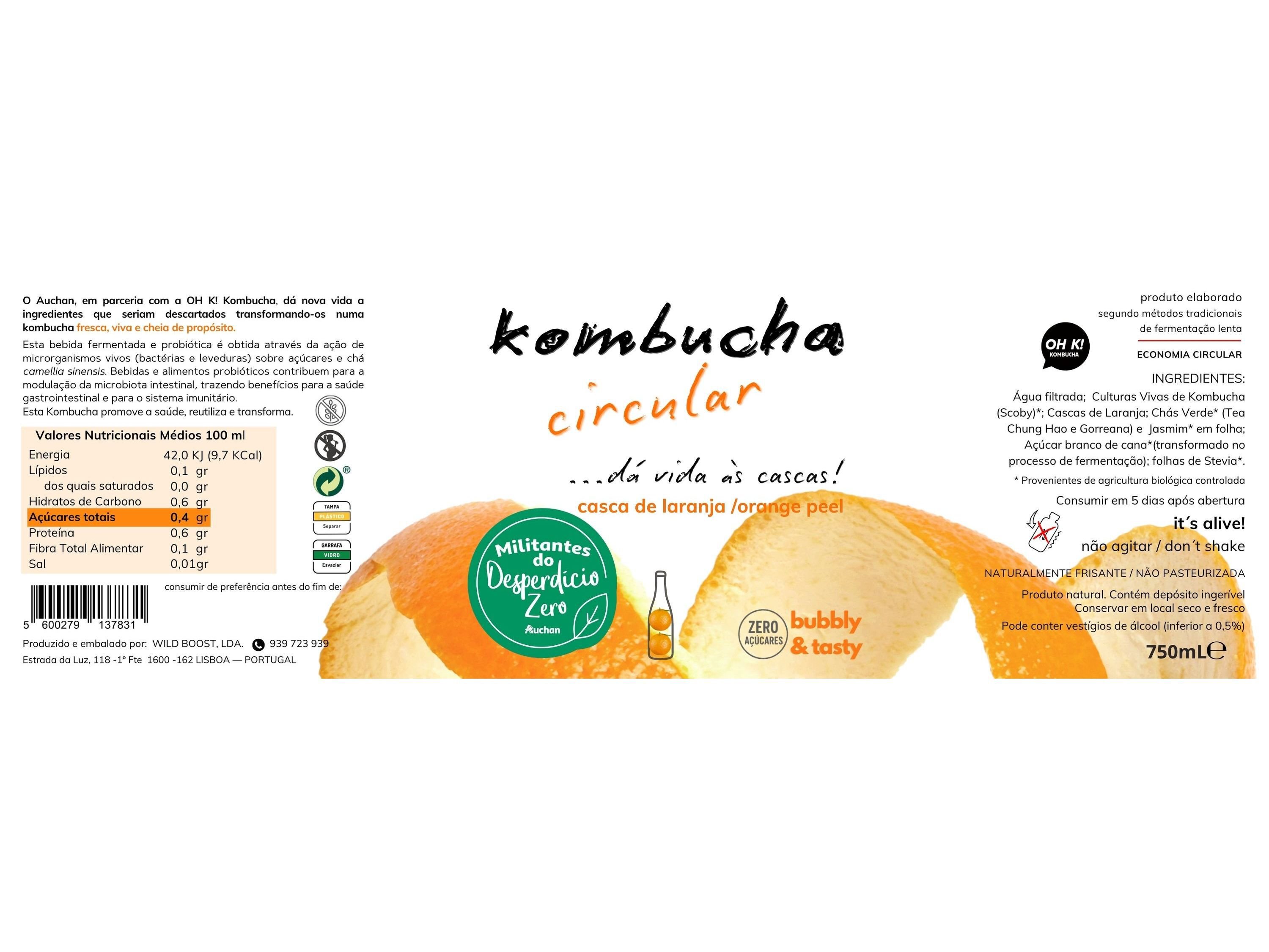KOMBUCHA CIRCULAR CASCAS DE LARANJA 0.75L image number 1
