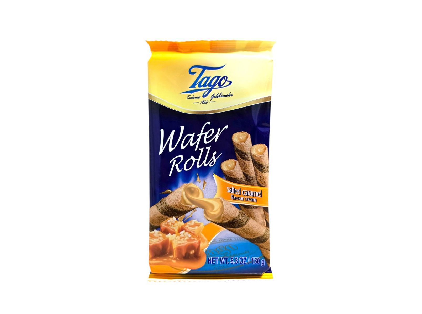 WAFFERS TAGO ROLINHOS CARAMELO SALGADO 150G image number 0