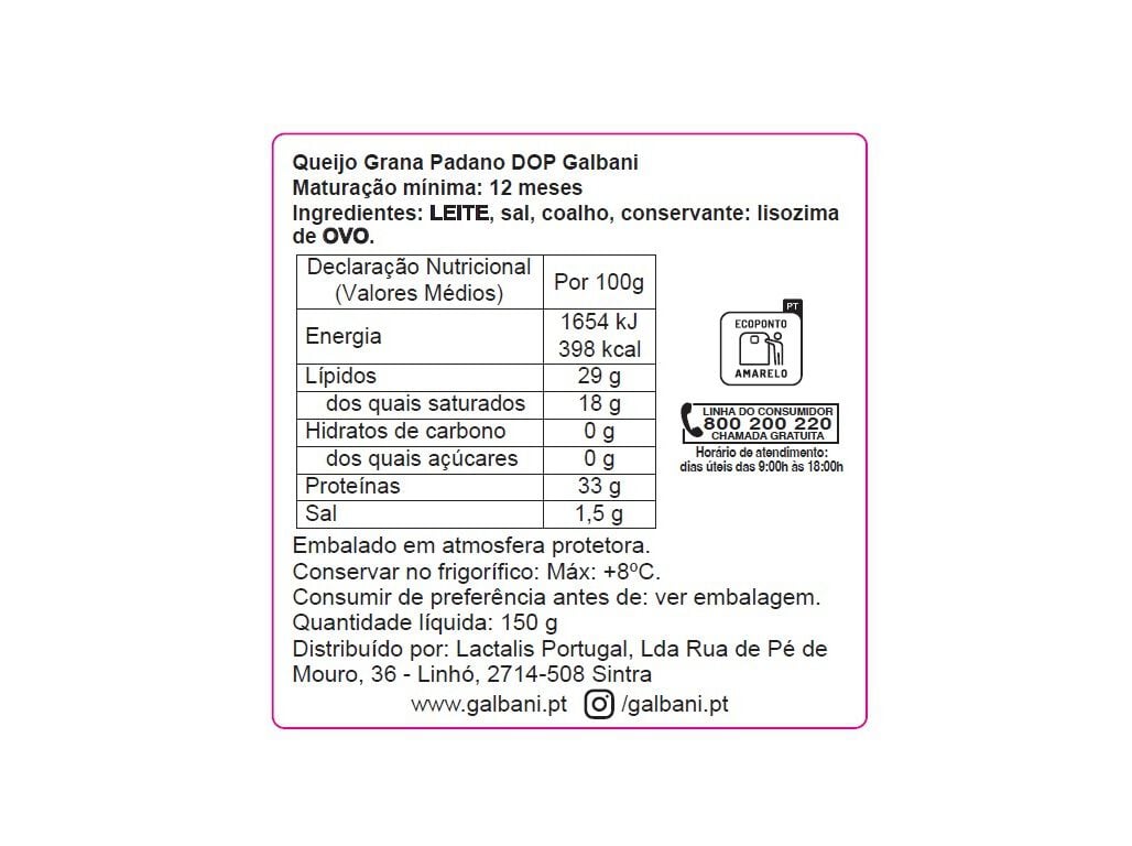 QUEIJO GALBANI GRANA PADANO 12 MESES 150G image number 1