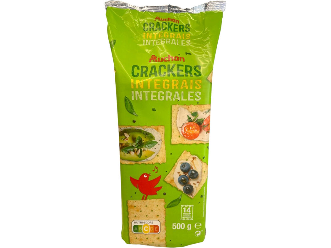 BOLACHA CREAM CRACKER AUCHAN INTEGRAIS 500G 14 SAQ image number 0