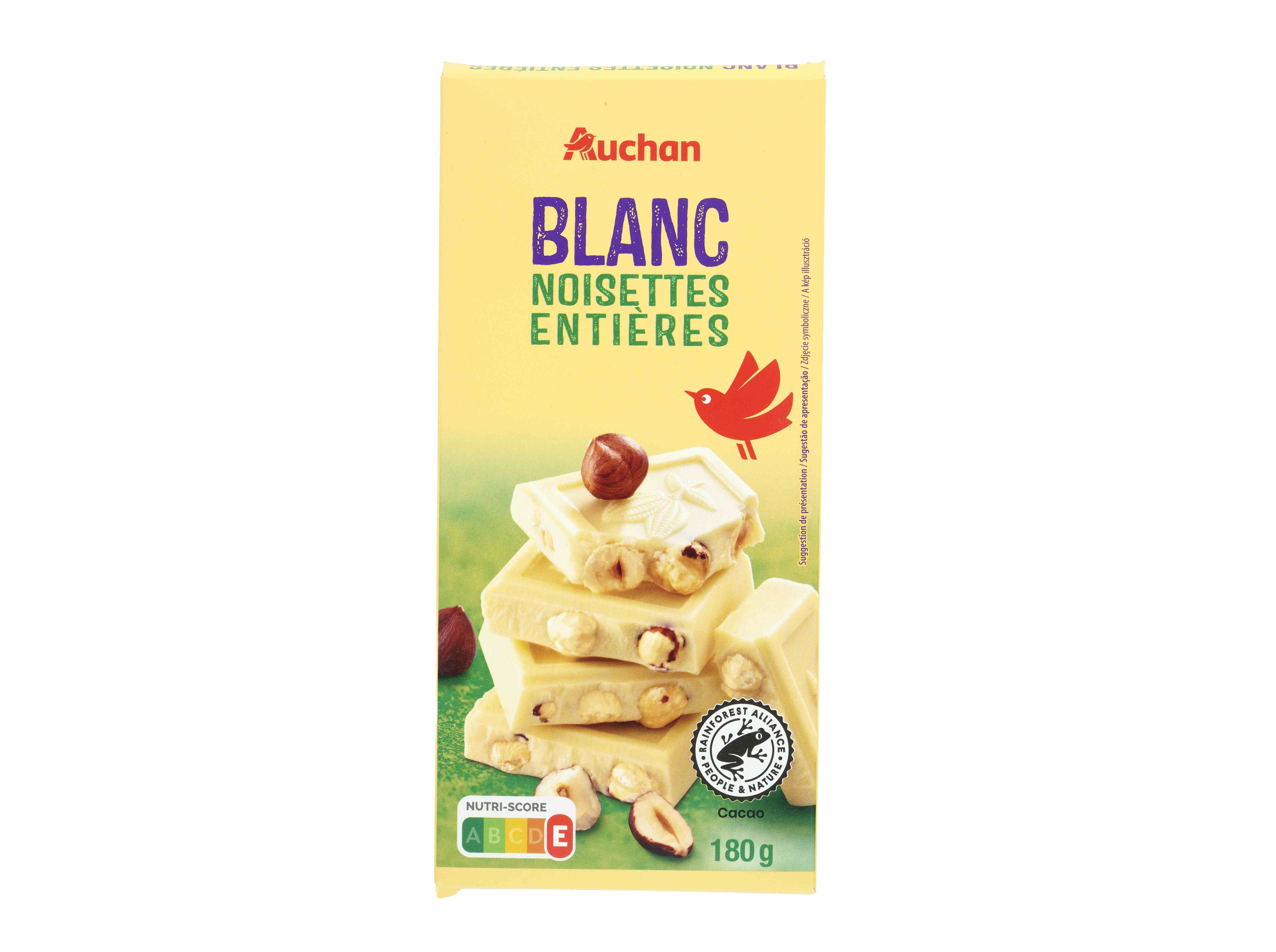 CHOCOLATE BRANCO AUCHAN AVEL&Atilde;S INTEIRAS 180 G image number 0