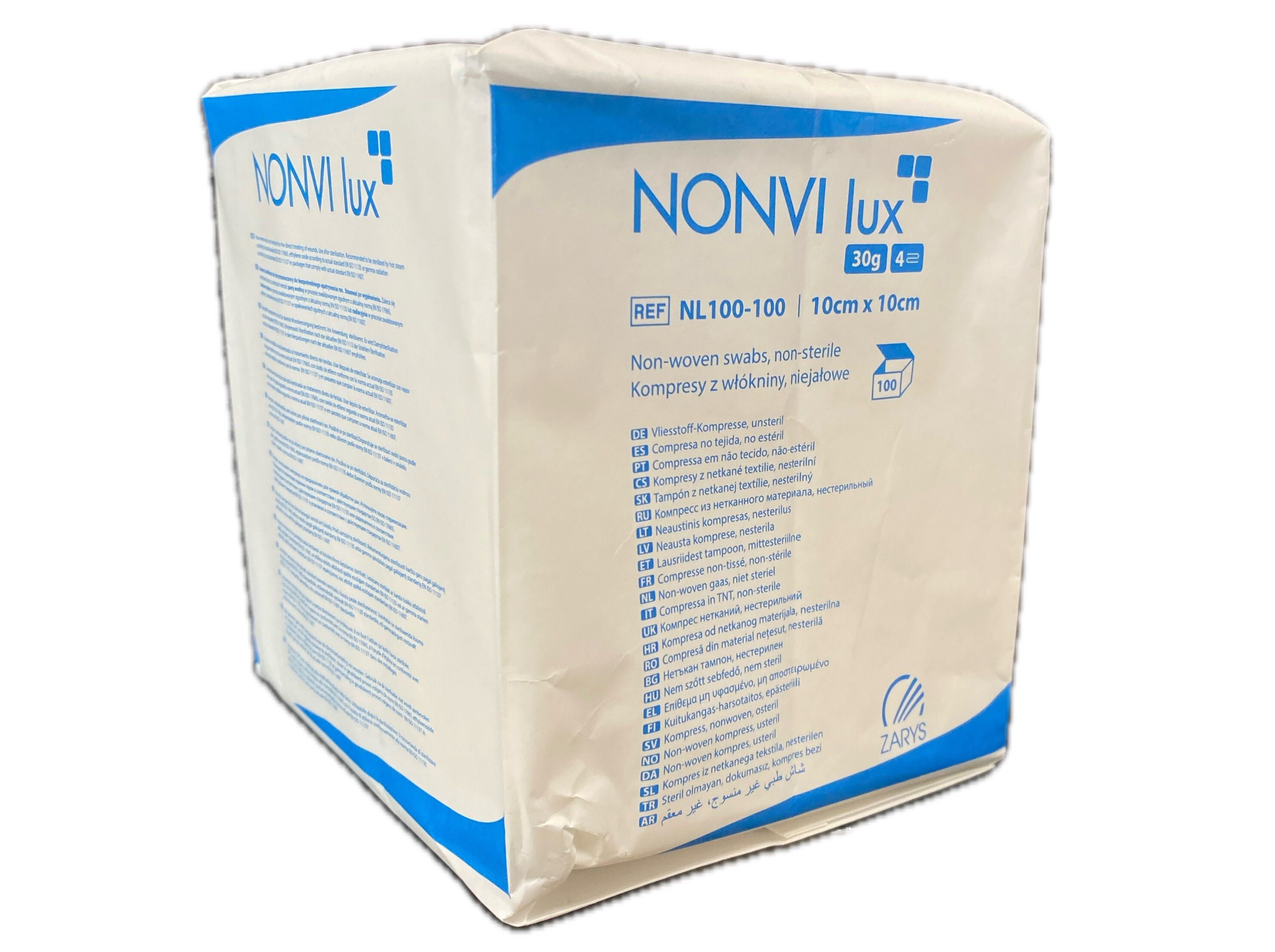 COMPRESSAS NONVILUX TNT N/EST. 10X10CM 100UN