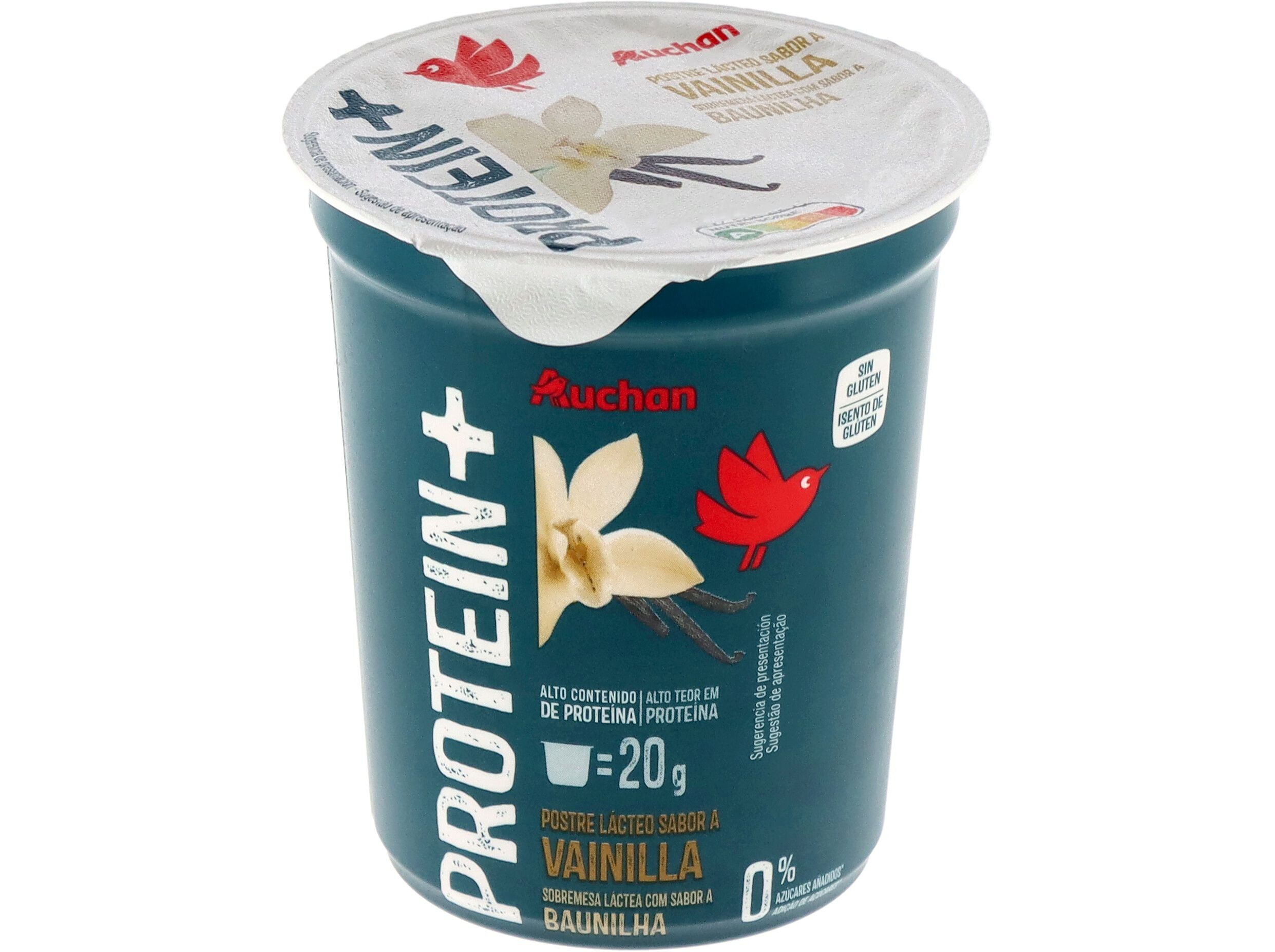 PUDIM PROTEIN+ AUCHAN BAUNILHA SEM ADI&Ccedil;&Atilde;O A&Ccedil;&Uacute;CAR E SEM GL&Uacute;TEN 200G