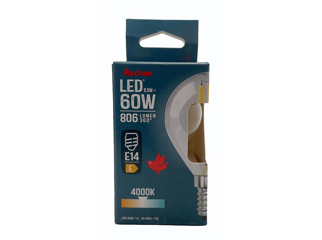 L&Acirc;MPADA LED ESF&Eacute;RICA AUCHAN E14 60W LUZ BRANCA CLARA image number 0