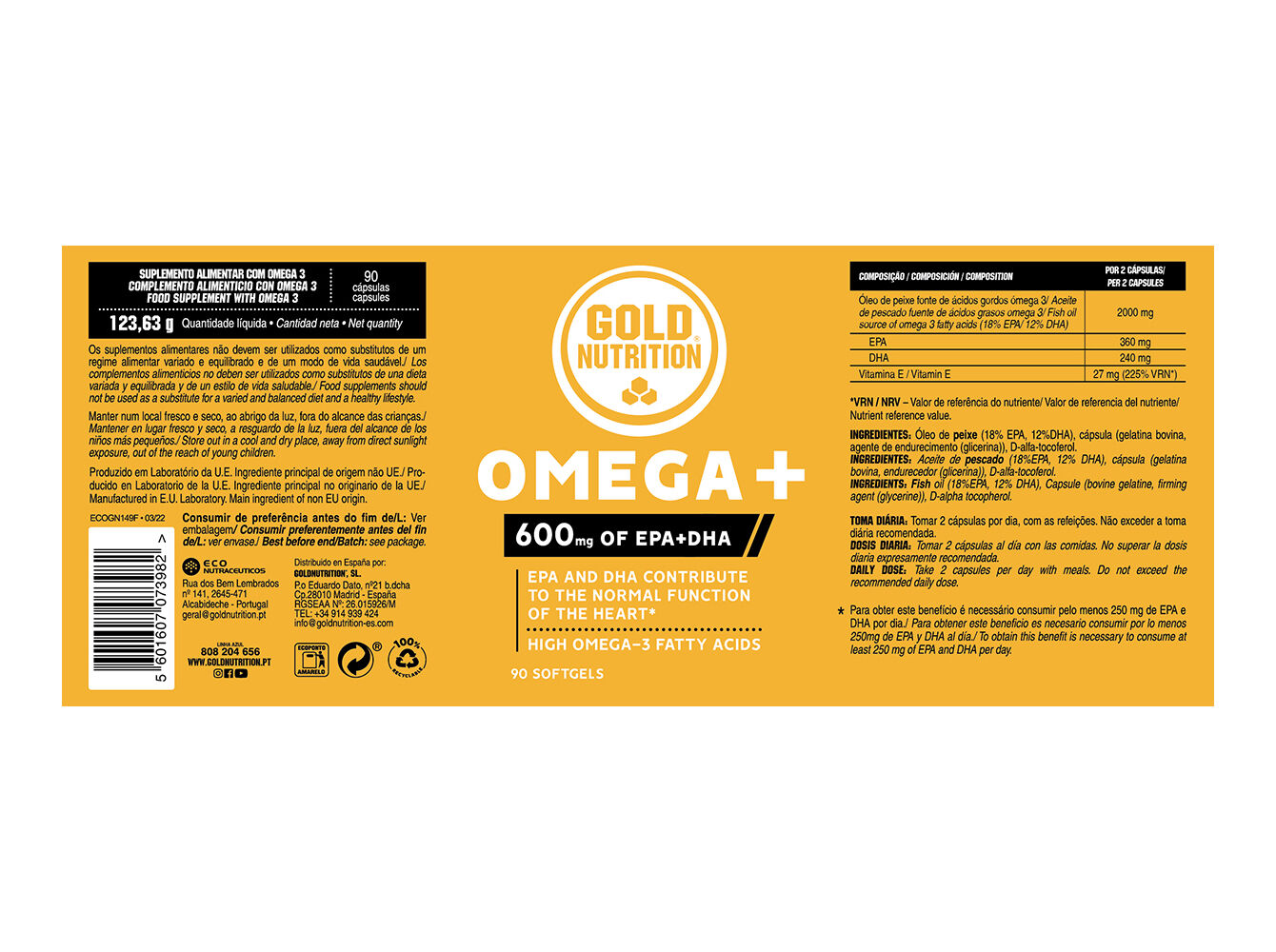 SUPLEMENTO GOLDNUTRITION &Oacute;MEGA+ 90 CAPS SOFTGEL image number 1