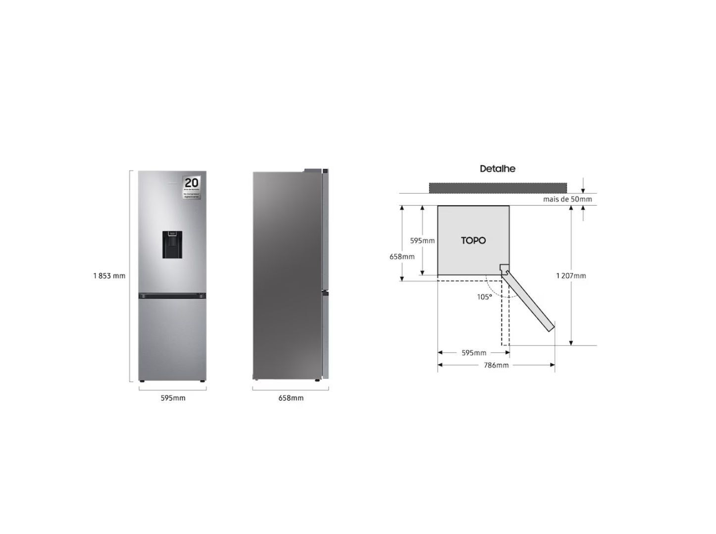FRIGOR&Iacute;FICO COMBINADO SAMSUNG RB34C632DSA/EF NO FROST D 341L INOX image number 5
