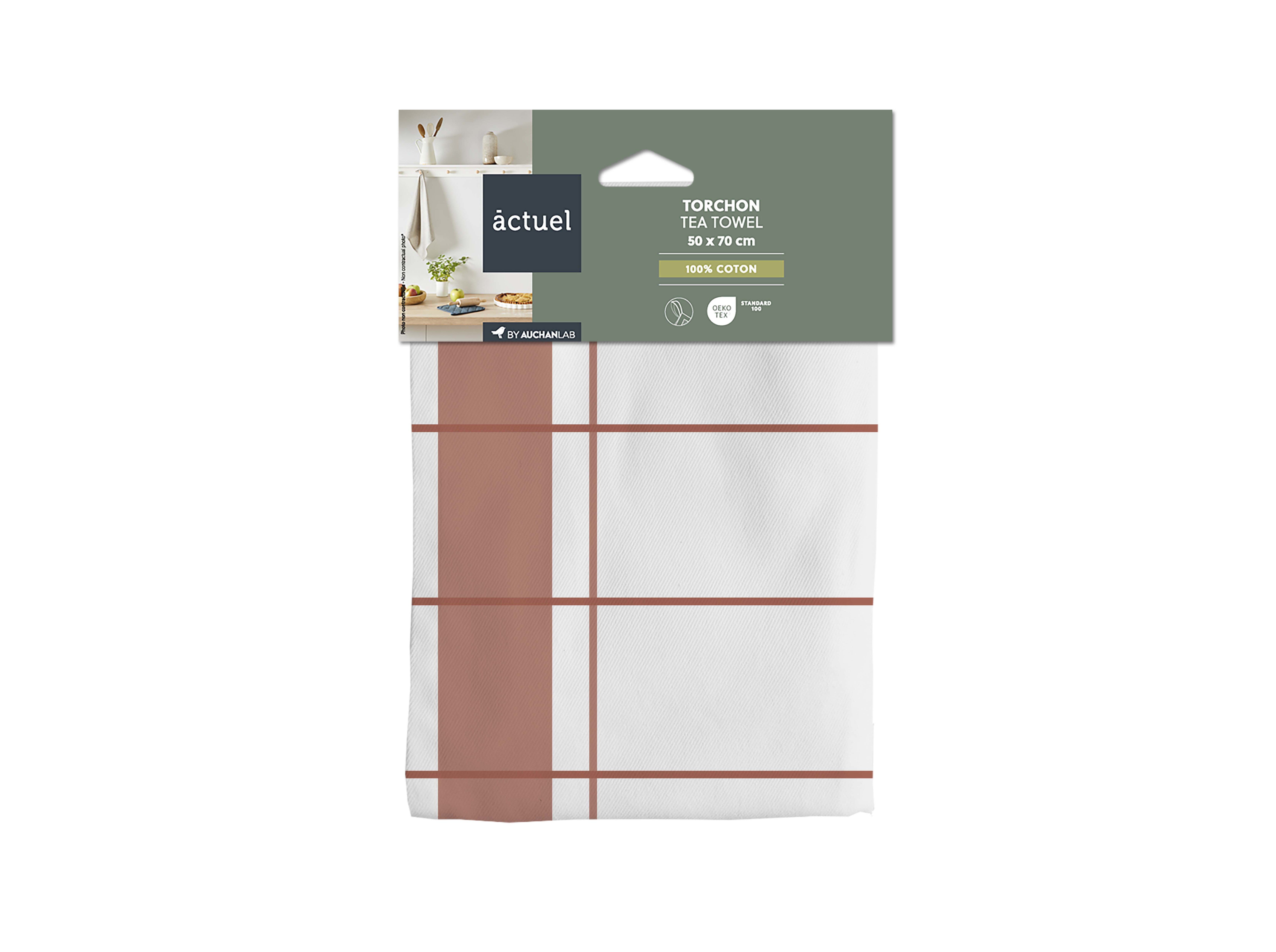 PANO DA LOU&Ccedil;A 180G ACTUEL TIJOLO 100% ALGOD&Atilde;O 50X70CM