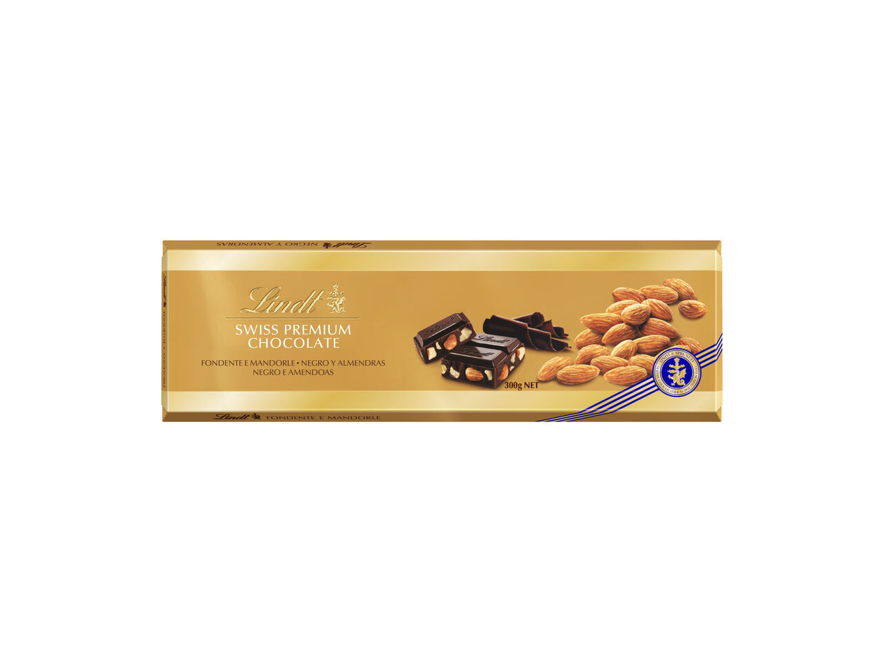 TABLETE CHOCOLATE NEGRO LINDT GOLD COM AM&Ecirc;NDOAS 300 G image number 0