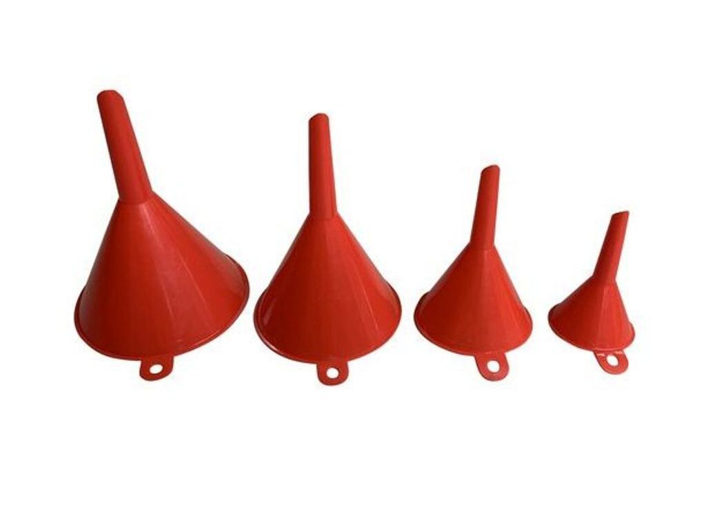 CONJUNTO DE 4 FUNIS PL&Aacute;STICO AUCHAN VERMELHO 5/7.5/9.5/11.5CM