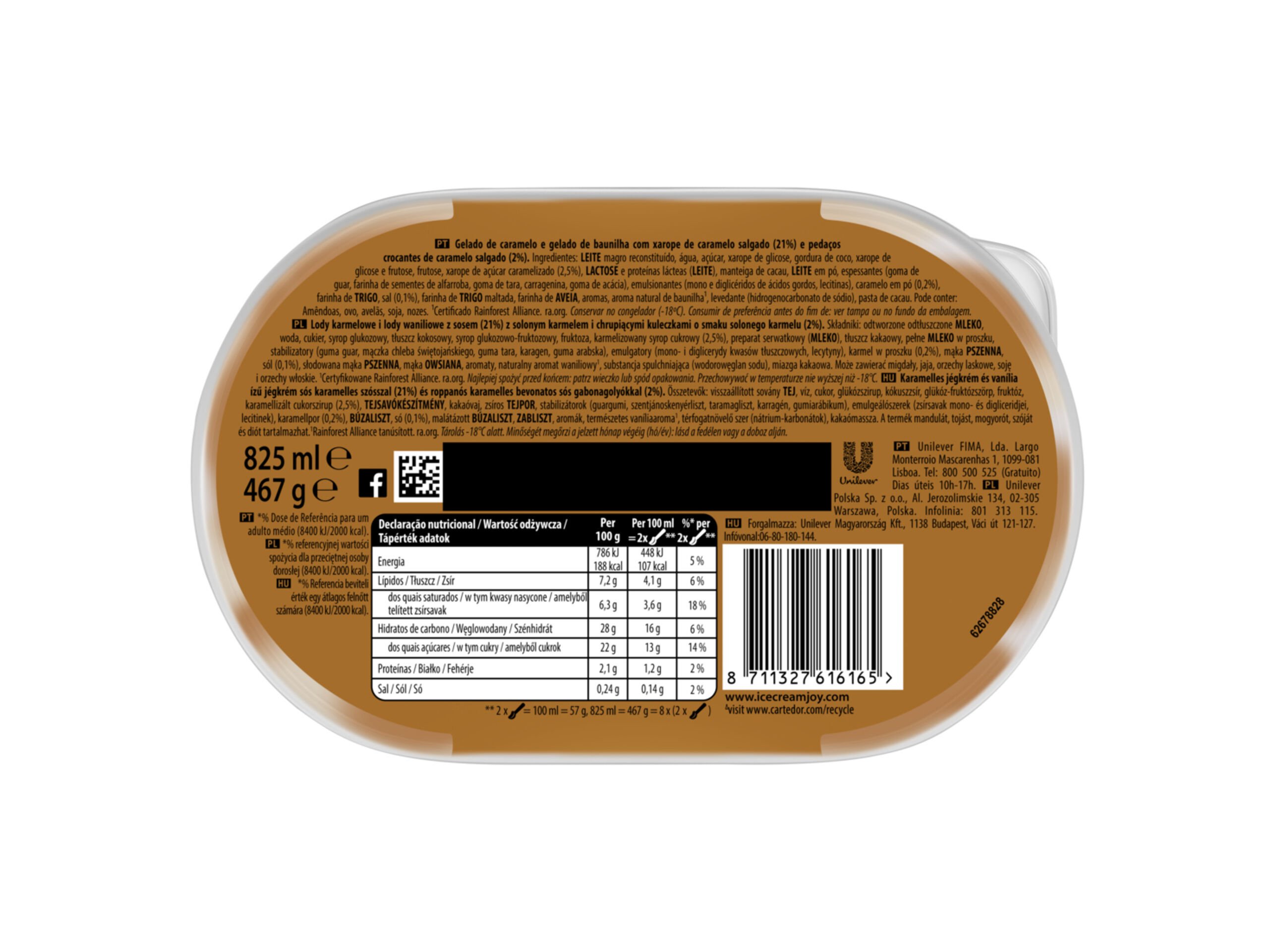 GELADO CARTE D'OR SALTED CARAMEL 825ML image number 1