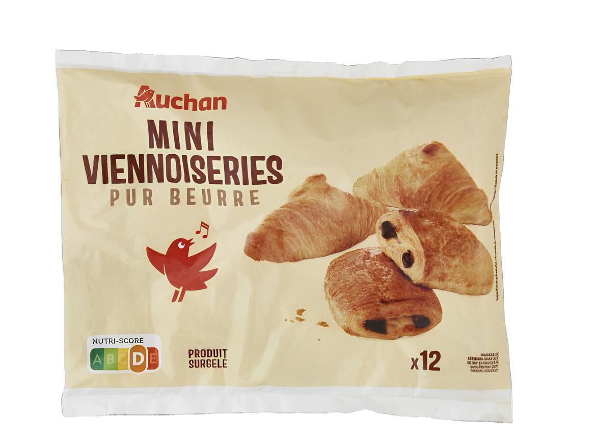 MINI CROISSANTS E P&Atilde;O CHOCOLATE AUCHAN COM MANTEIGA PURA 12UN 300G