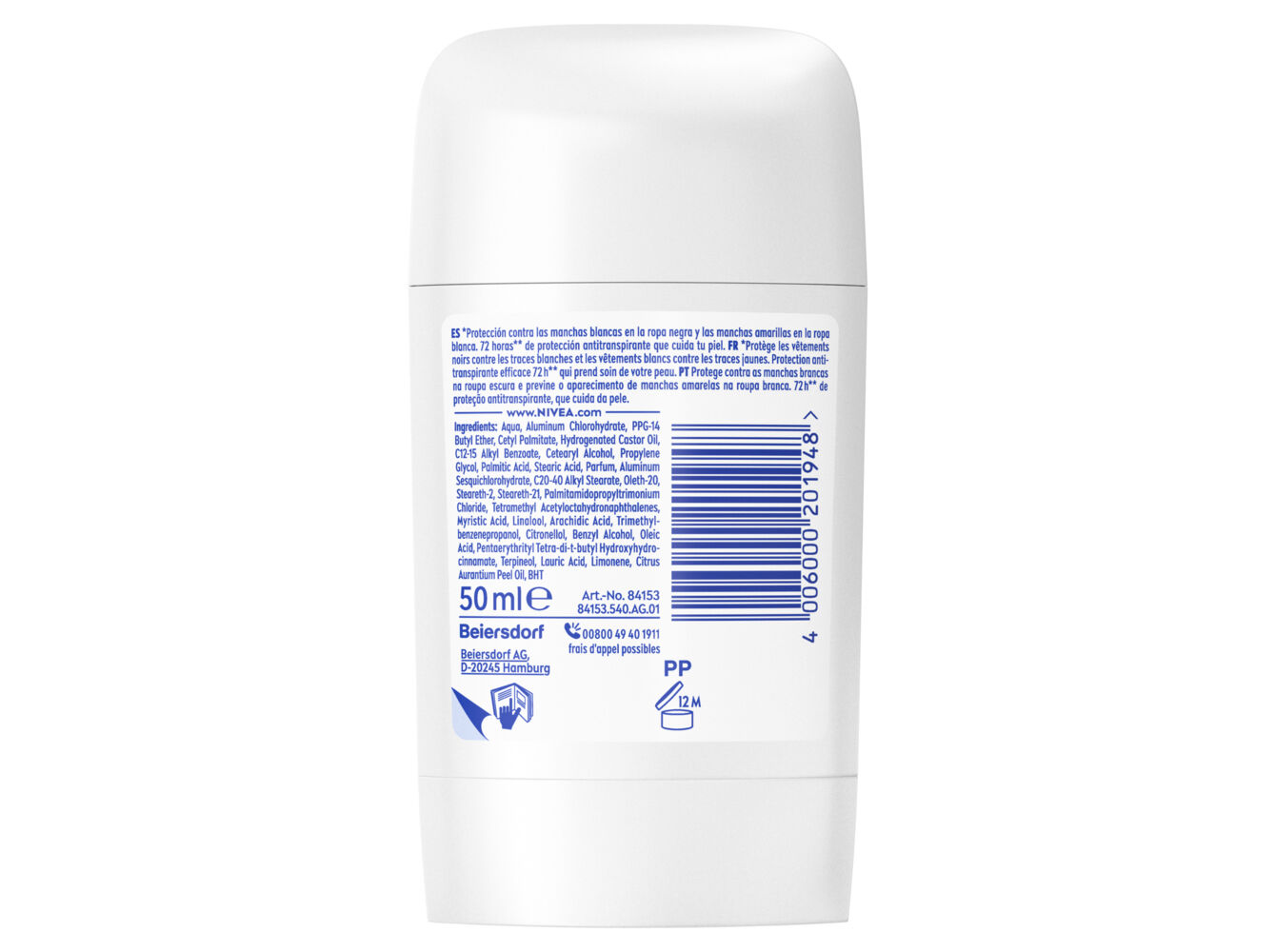 DESODORIZANTE NIVEA STICK BLACK&WHITE 50ML image number 1