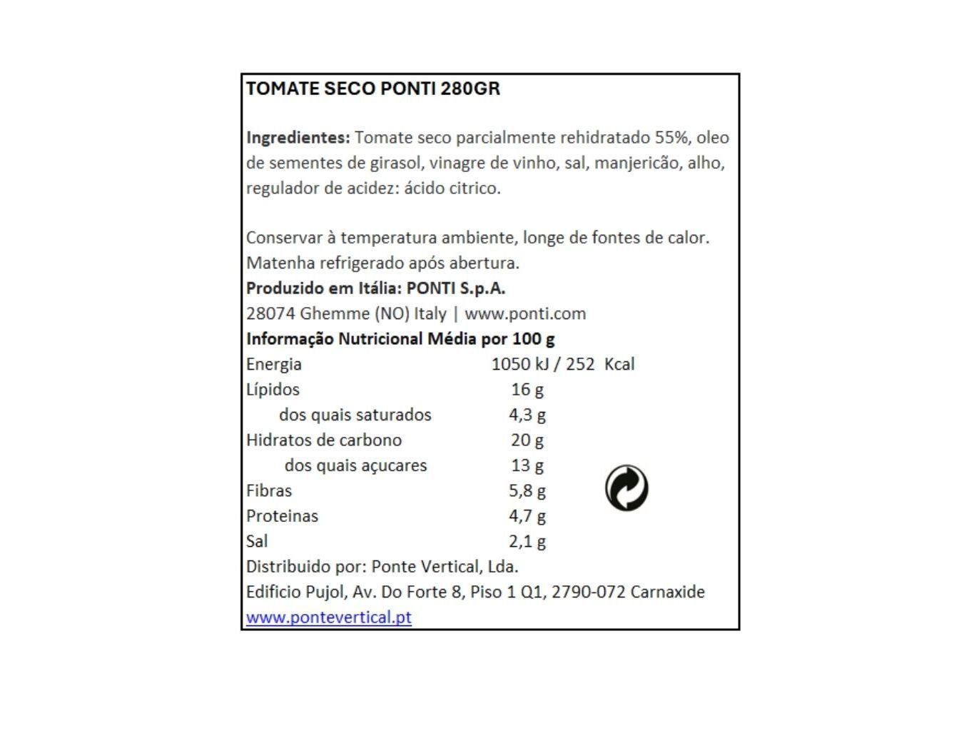 TOMATE SECO PONTI 280G image number 1