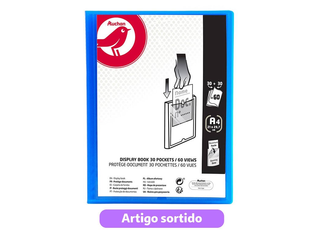 PORTF&Oacute;LIO AUCHAN A4 30+30 BOLSAS CORES SORTIDAS image number 8