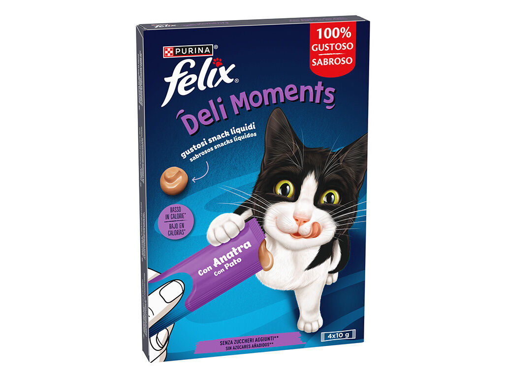 SNACK L&Iacute;QUIDO GATO FELIX DELI MOMENTS PATO 4X10G image number 1