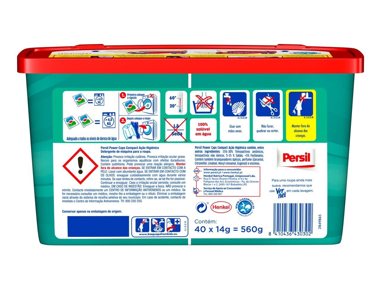 DETERGENTE ROUPA M&Aacute;QUINA C&Aacute;PSULAS PERSIL HIGIENE 40D image number 1