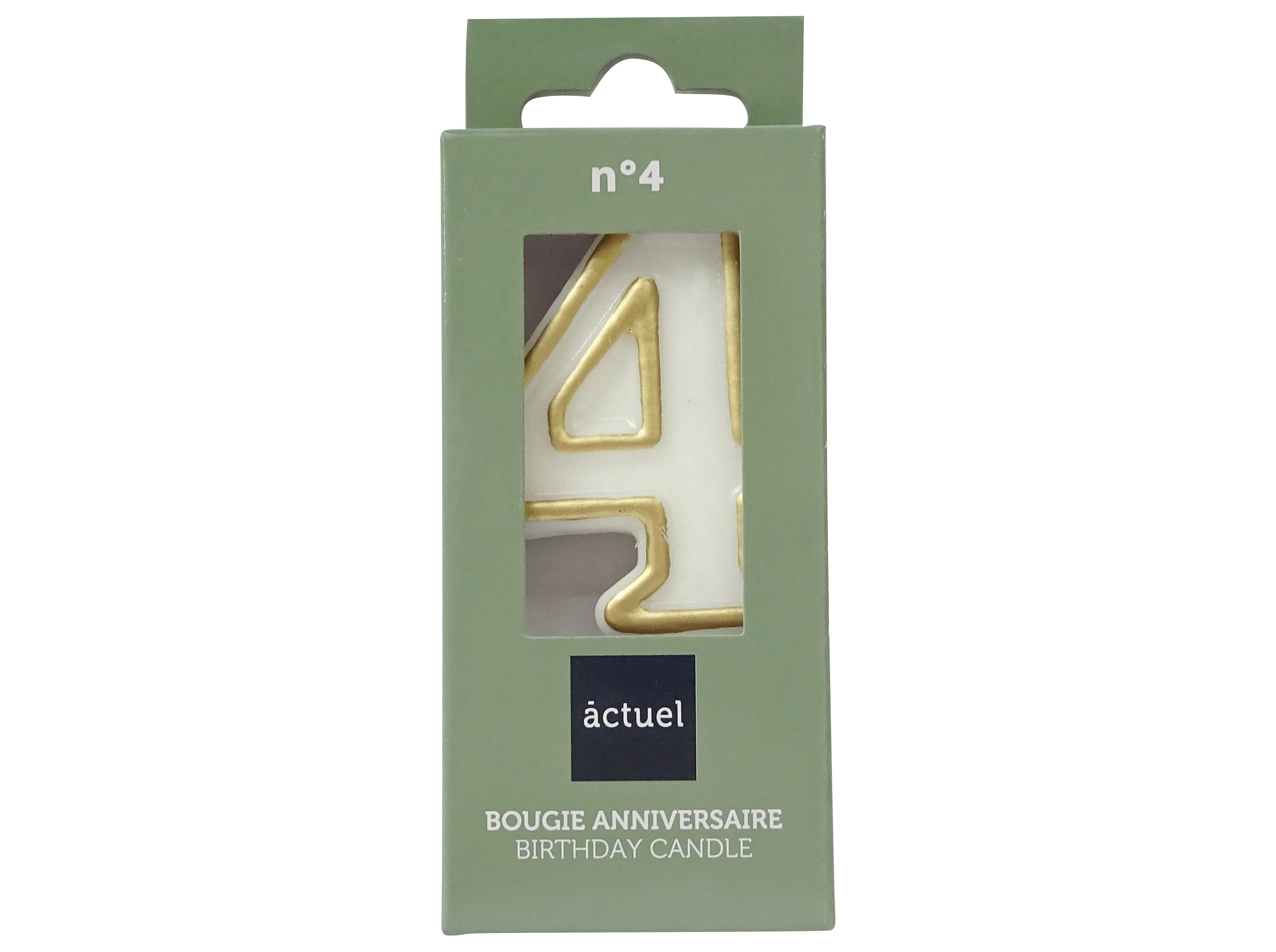 VELA ANIVERS&Aacute;RIO N&ordm; 4 ACTUEL BRANCO COM REBORDO DOURADO image number 0