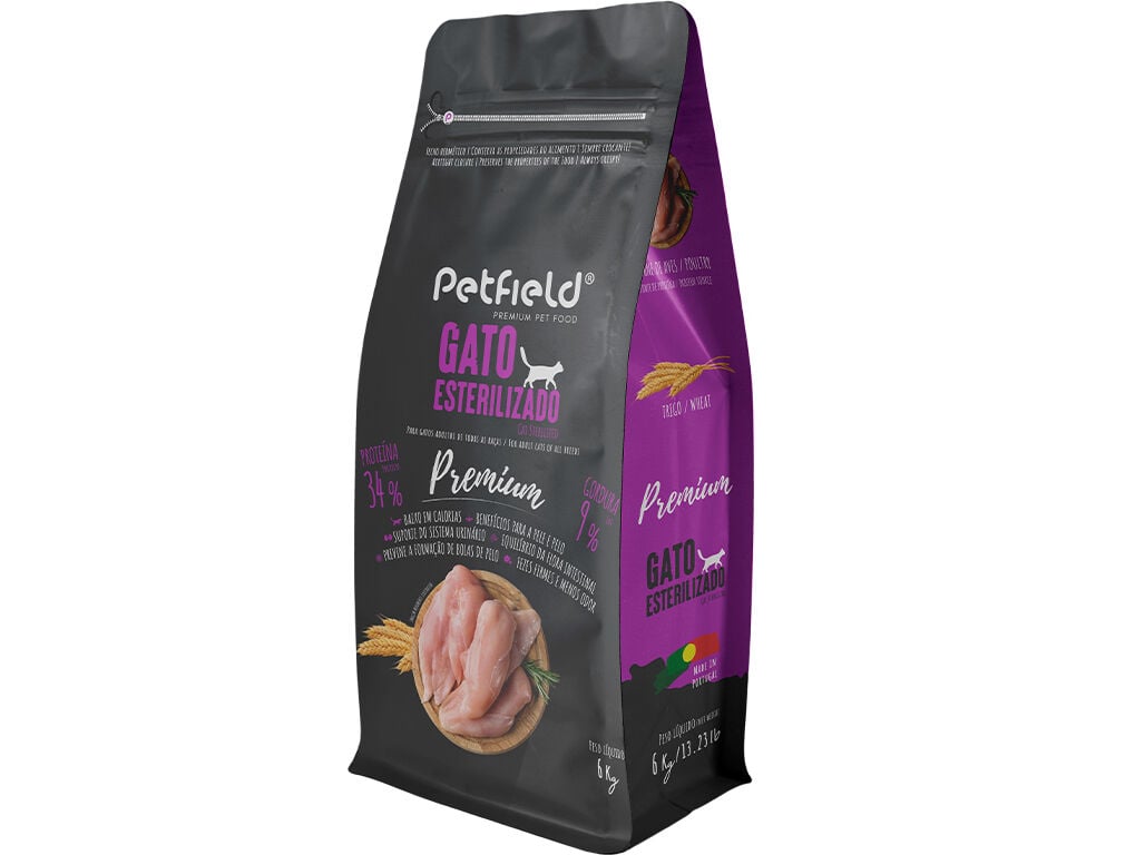 RA&Ccedil;&Atilde;O GATO PETFIELD PREMIUM ESTERILIZADO 6KG