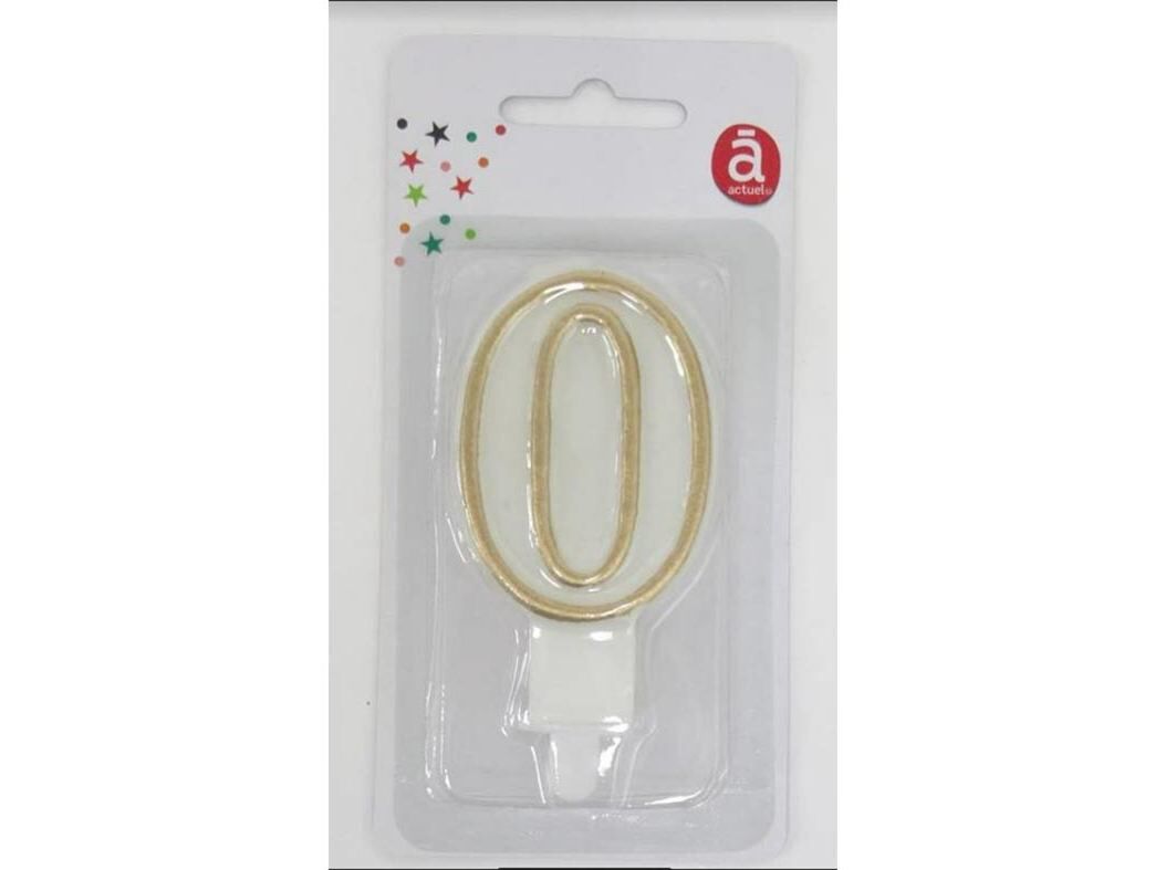 VELA ANIVERS&Aacute;RIO N&ordm; 0 ACTUEL BRANCO C/REB DOURADO